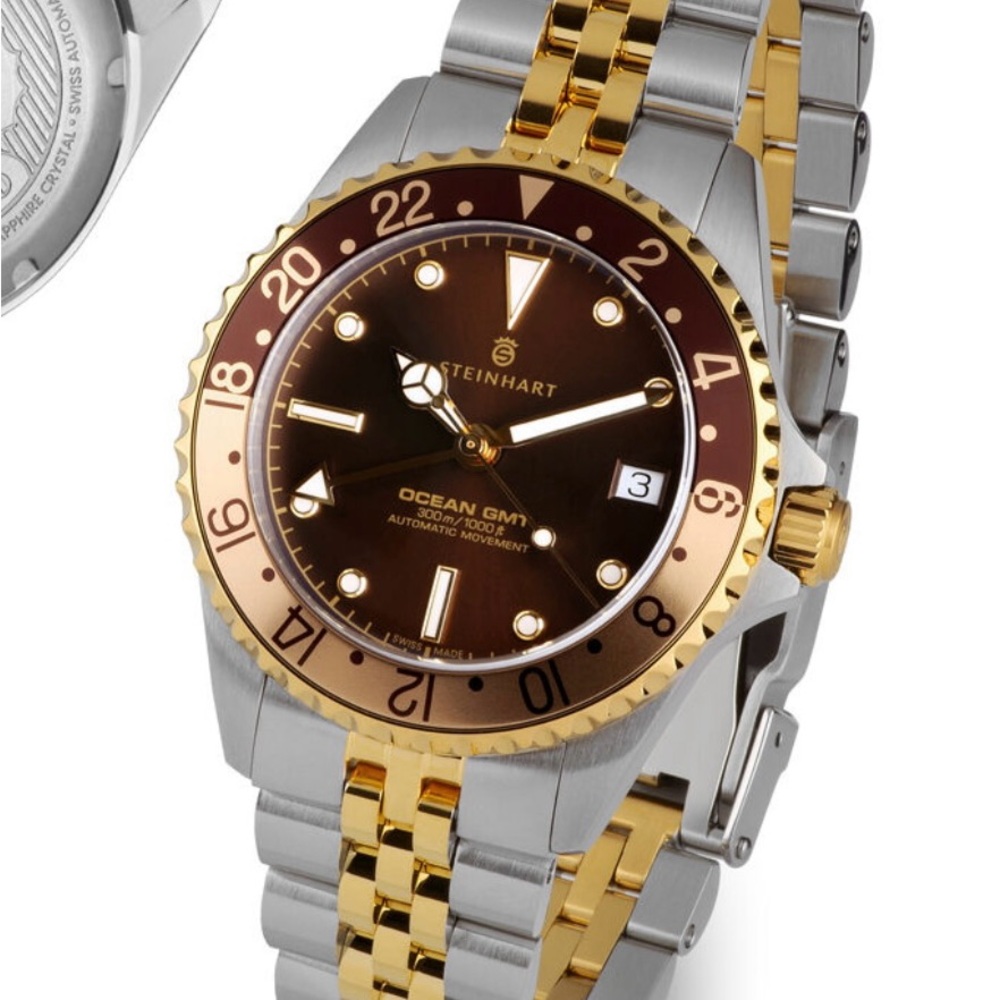 Steinhart Ocean GMT 39 Chocolate Two Tone Diver Watch via the